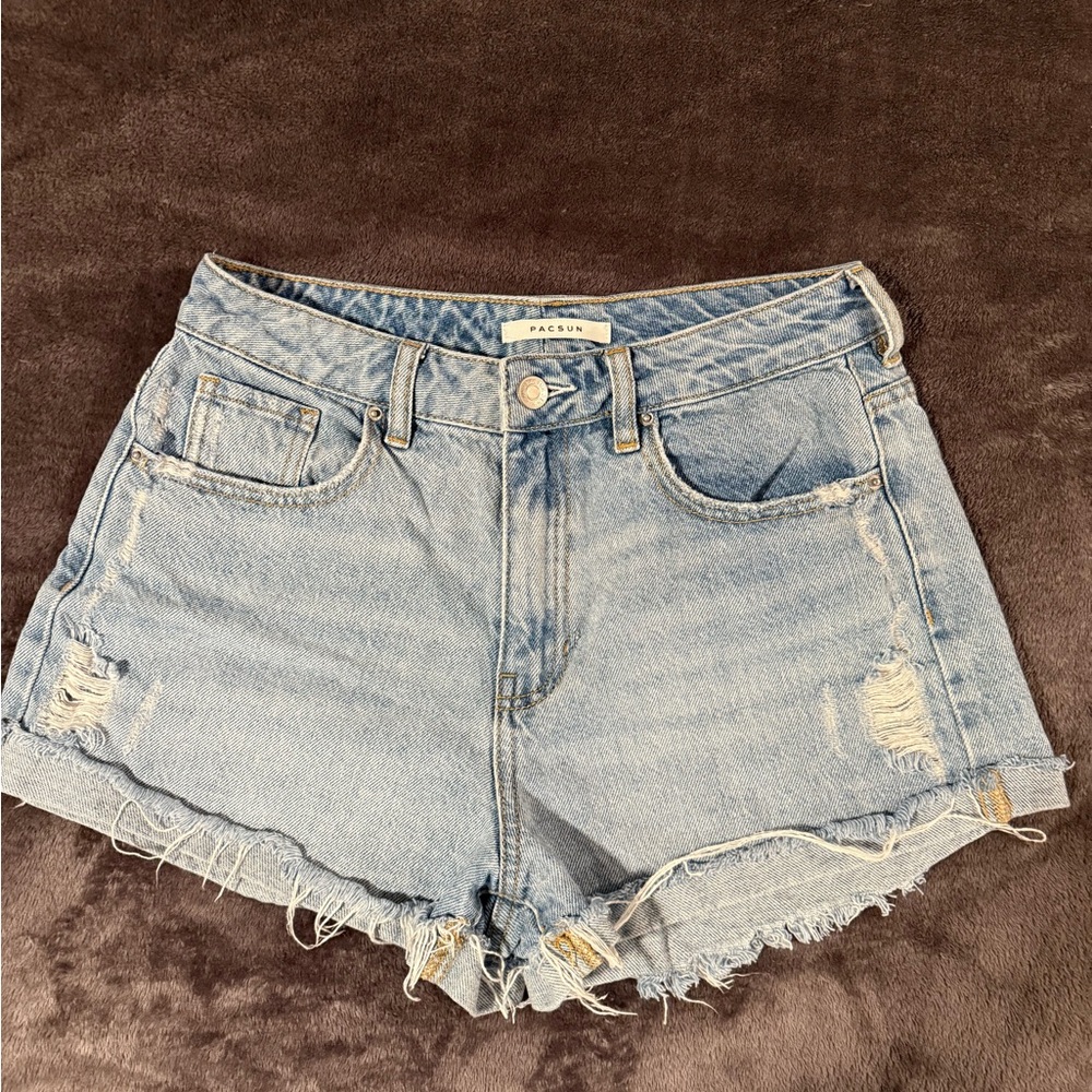 PacSun Distressed Light Blue Jean Shorts